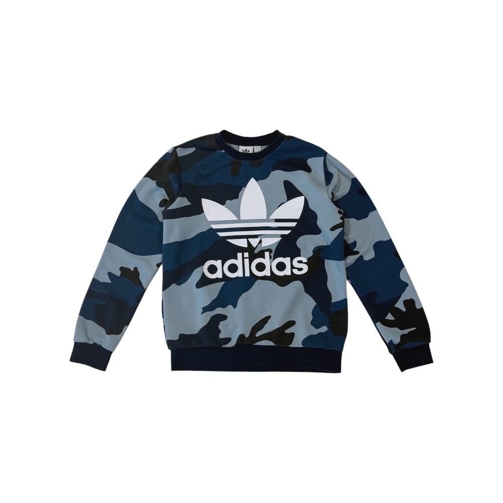Adidas Originals Kids Blue Camo Trefoil Crewneck Sweatshirt Size M 11-12 Youth